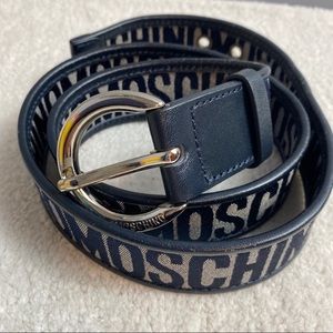 Moschino signature belt with leather trim, size 44